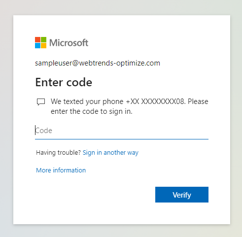 Login with Microsoft screen 4
